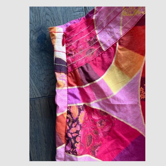 Farm Rio Patch Twirl One Shoulder Maxi Dress Size XL 100% Cotton Pink Red Multi - Picture 6 of 12